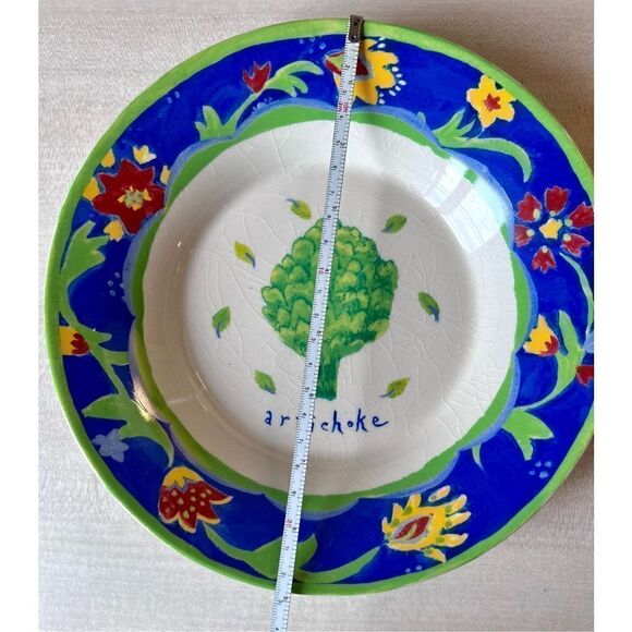 VTG Kimberly Hodges Garden Delights Blue Bowl Set of 3 Artichoke/Leek/Cucumber - Picture 9 of 10